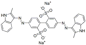 4,4'-Bis[(2-methyl-1H-indol-3-yl)azo]-1,1'-biphenyl-2,2'-disulfonic acid disodium salt,6375-54-8,结构式