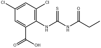 3,5-DICHLORO-2-[[[(1-OXOPROPYL)AMINO]THIOXOMETHYL]AMINO]-BENZOIC ACID,637728-33-7,结构式