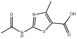 2-アセチルアミノ-4-メチルチアゾール-5-カルボン酸 化学構造式