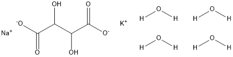 酒石酸カリウムナトリウム·4水和物 化学構造式