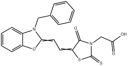 5-[(3-benzylbenzoxazol-2(3H)-ylidene)ethylidene]-4-oxo-2-thioxothiazolidin-3-acetic acid Structure