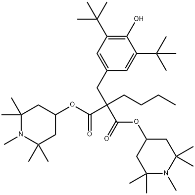 Bis(1,2,2,6,6-pentamethyl-4-piperidyl) [[3,5-bis(1,1-dimethylethyl)-4-hydroxyphenyl]methyl]butylmalonate Structure