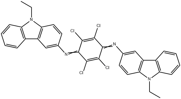 N,N'-(2,3,5,6-テトラクロロ-2,5-シクロヘキサジエン-1,4-ジイリデン)ビス(9-エチル-9H-カルバゾール-3-アミン) 化学構造式