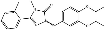 4H-Imidazol-4-one,  5-[(3,4-diethoxyphenyl)methylene]-3,5-dihydro-3-methyl-2-(2-methylphenyl)- 化学構造式