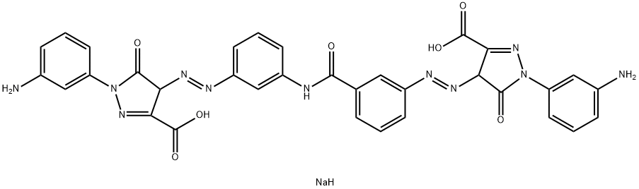 disodium 1-(3-aminophenyl)-4-[[3-[[3-[[1-(3-aminophenyl)-3-carboxylato-4,5-dihydro-5-oxo-1H-pyrazol-4-yl]azo]benzoyl]amino]phenyl]azo]-4,5-dihydro-5-oxo-1H-pyrazole-3-carboxylate,6391-21-5,结构式