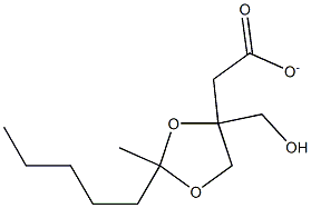 2-メチル-2-ペンチル-1,3-ジオキソラン-4-メタノールアセタート 化学構造式