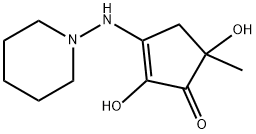 2,5-Dihydroxy-5-methyl-3-piperidinoamino-2-cyclopenten-1-one Struktur