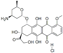 [2S-[2alpha(8R*,10R*),4beta,6beta]]-10-[(4-aminotetrahydro-6-methyl-2H-pyran-2-yl)oxy]-7,8,9,10-tetrahydro-6,8,11-trihydroxy-8-(hydroxyacetyl)-1-methoxynaphthacene-5,12-dione hydrochloride Structure