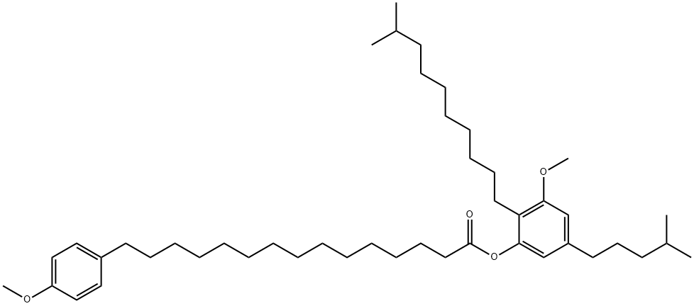 15-(4-Methoxyphenyl)pentadecanoic acid 3-methoxy-2-(9-methyldecyl)-5-(4-methylpentyl)phenyl ester Structure