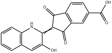2-(3-hydroxy-2(1H)-quinolylidene)-1,3-dioxoindan-5-carboxylic acid  Structure