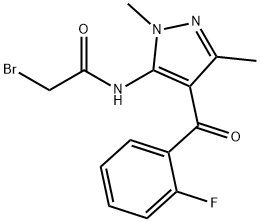 2-溴-N-(4-(2-氟苯甲酰基)-1,3-二甲基-1H-吡唑-5-基)乙酰胺,63960-69-0,结构式