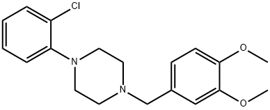 1-(3,4-ジメトキシベンジル)-4-(2-クロロフェニル)ピペラジン 化学構造式