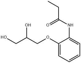 3-[o-(プロピオニルアミノ)フェノキシ]-1,2-プロパンジオール 化学構造式