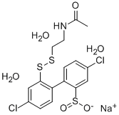 Sodium 2'-(2-acetamidoethyldithio)-4,4'-dichloro-2-biphenylsulfinate trihydrate 化学構造式