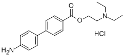 4-Biphenylcarboxylic acid, 4'-amino-, 2-(diethylamino)ethyl ester, hydrochloride 化学構造式