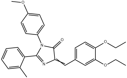 4H-Imidazol-4-one,  5-[(3,4-diethoxyphenyl)methylene]-3,5-dihydro-3-(4-methoxyphenyl)-2-(2-methylphenyl)- 化学構造式