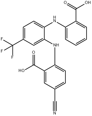 Benzoic  acid,  2-[[2-[(2-carboxyphenyl)amino]-5-(trifluoromethyl)phenyl]amino]-5-cyano- Structure
