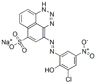 4-[(3-クロロ-2-ヒドロキシ-5-ニトロフェニル)アゾ]-1H-ナフト[1,8-de]-1,2,3-トリアジン-6-スルホン酸ナトリウム 化学構造式