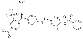 2-[[4-[[3-メチル-4-[(フェニルスルホニル)オキシ]フェニル]アゾ]フェニル]アミノ]-5-ニトロベンゼンスルホン酸ナトリウム 化学構造式