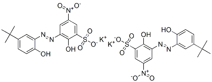 3-[(5-tert-ブチル-2-ヒドロキシフェニル)アゾ]-2-(ポタシオオキシ)-5-ニトロベンゼンスルホン酸カリウム 化学構造式