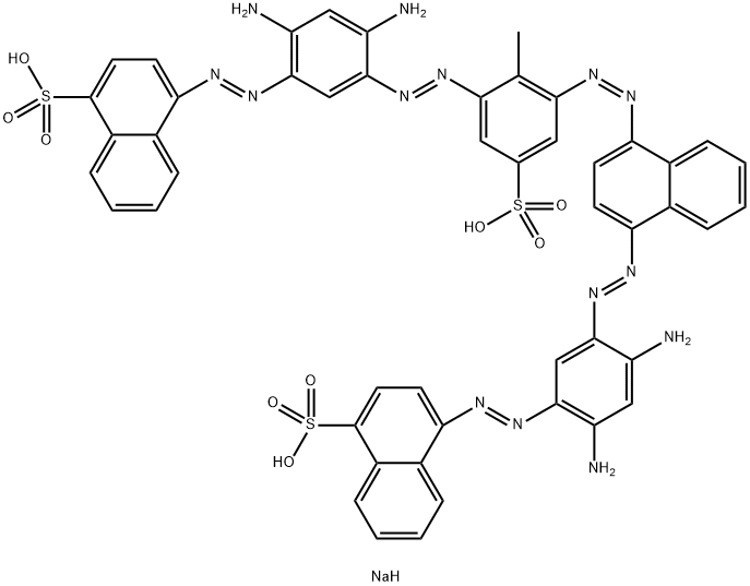 4-[[2,4-Diamino-5-[[3-[[4-[[2,4-diamino-5-[(4-sodiosulfo-1-naphthalenyl)azo]phenyl]azo]-1-naphthalenyl]azo]-2-methyl-5-sodiosulfophenyl]azo]phenyl]azo]naphthalene-1-sulfonic acid sodium salt,6409-88-7,结构式