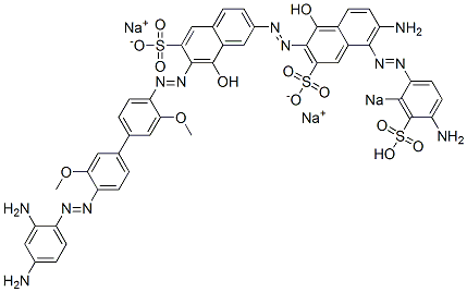 6409-99-0 6-Amino-5-[(4-amino-2-sodiosulfophenyl)azo]-7'-[[4'-[(2,4-diaminophenyl)azo]-3,3'-dimethoxy[1,1'-biphenyl]-4-yl]azo]-1,8'-dihydroxy[2,2'-azobisnaphthalene]-3,6'-disulfonic acid disodium salt