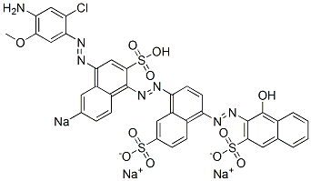 4-[[4-[(4-Amino-2-chloro-5-methoxyphenyl)azo]-6-sodiosulfo-1-naphthalenyl]azo]-1'-hydroxy[1,2'-azobisnaphthalene]-3',6-disulfonic acid disodium salt,6411-51-4,结构式