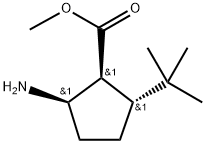 Cyclopentanecarboxylic acid, 2-amino-5-(1,1-dimethylethyl)-, methyl ester, Structure