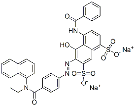 4-(ベンゾイルアミノ)-6-[[4-[(エチル-1-ナフチルアミノ)カルボニル]フェニル]アゾ]-5-ヒドロキシ-1,7-ナフタレンジスルホン酸二ナトリウム 化学構造式
