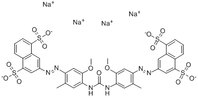 3,3'-[カルボニルビス[イミノ(5-メトキシ-2-メチル-4,1-フェニレン)アゾ]]ビス[1,5-ナフタレンジスルホン酸]四ナトリウム 化学構造式