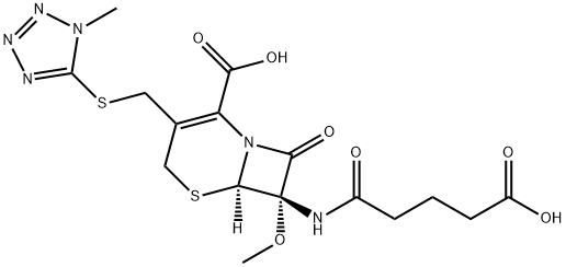 (7S)-7-[(4-カルボキシ-1-オキソブチル)アミノ]-7-メトキシ-3-[[(1-メチル-1H-テトラゾール-5-イル)チオ]メチル]セファム-3-エン-4-カルボン酸 化学構造式
