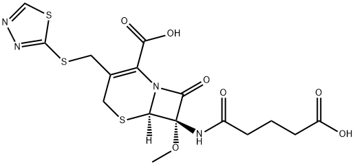 (7S)-7-[(4-Carboxy-1-oxobutyl)amino]-7-methoxy-3-[[(1,3,4-thiadiazol-2-yl)thio]methyl]cepham-3-ene-4-carboxylic acid,64219-29-0,结构式