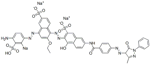 4-[(4-Amino-2-sodiosulfophenyl)azo]-2-ethoxy-1'-hydroxy-6'-[[4-[(4,5-dihydro-3-methyl-5-oxo-1-phenyl-1H-pyrazol-4-yl)azo]benzoyl]amino][1,2'-azobisnaphthalene]-3',6-disulfonic acid disodium salt