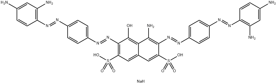 4-アミノ-3,6-ビス[[4-[(2,4-ジアミノフェニル)アゾ]フェニル]アゾ]-5-ヒドロキシナフタレン-2,7-ジスルホン酸二ナトリウム 化学構造式