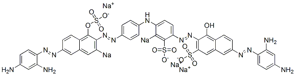 7-[(2,4-Diaminophenyl)azo]-3-[[4-[[4-[[6-[(2,4-diaminophenyl)azo]-1-hydroxy-3-sodiosulfo-2-naphthalenyl]azo]phenyl]amino]-3-sodiosulfophenyl]azo]-4-hydroxynaphthalene-2-sulfonic acid sodium salt,6428-37-1,结构式