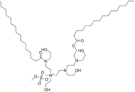 Ethanaminium, N-(2-hydroxyethyl)-N-[2-[(2-hydroxyethyl)[2-[(2-hydroxyethyl)[2-[(1-oxohexadecyl)oxy]ethyl]amino]ethyl]amino]ethyl]-2-[(2-hydroxyethyl)(1-oxohexadecyl)amino]-N-methyl-, methyl sulfate (salt)|