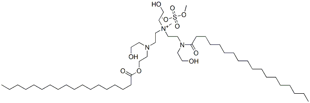 N-(2-羟乙基)-2-[(2-羟乙基)(十八烷酰基)氨基]-N-[2-[(2-羟乙基)[2-[(十八烷酰基)氧]乙基]氨基]乙基]-N-甲基-乙铵甲基硫酸盐, 64346-67-4, 结构式