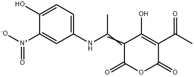 5-acetyl-4-hydroxy-3-[1-[(4-hydroxy-3-nitrophenyl)amino]ethylidene]-2H-pyran-2,6(3H)-dione,64353-90-8,结构式