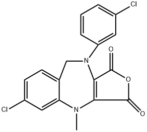 6-CHLORO-10-(3-CHLORO-PHENYL)-4-METHYL-9,10-DIHYDRO-4H-2-OXA-4,10-DIAZA-BENZO[F]AZULENE-1,3-DIONE 结构式