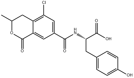 L-Tyrosine, N-((5-chloro-3,4-dihydro-3-methyl-1-oxo-1H-2-benzopyran-7- yl)carbonyl)- 化学構造式