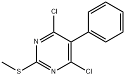 4,6-ジクロロ-2-(メチルチオ)-5-フェニルピリミジン 化学構造式