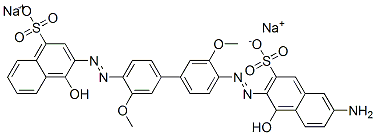 disodium 3-[[4'-[(6-amino-1-hydroxy-3-sulphonato-2-naphthyl)azo]-3,3'-dimethoxy[1,1'-biphenyl]-4-yl]azo]-4-hydroxynaphthalene-1-sulphonate Structure