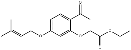 2'-Ethoxycarbonylmethoxy-4'-(3-methyl-2-butenyloxy) acetophenone 化学構造式