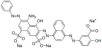 5-[[4-[[8-Amino-1-hydroxy-7-(phenylazo)-3,5-bis(sodiosulfo)-2-naphthalenyl]azo]-1-naphthalenyl]azo]-2-hydroxybenzoic acid sodium salt,6451-07-6,结构式