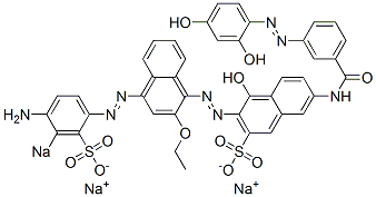 3-[[4-[(4-Amino-3-sodiosulfophenyl)azo]-2-ethoxy-1-naphthalenyl]azo]-4-hydroxy-7-[[3-[(2,4-dihydroxyphenyl)azo]benzoyl]amino]naphthalene-2-sulfonic acid sodium salt 结构式