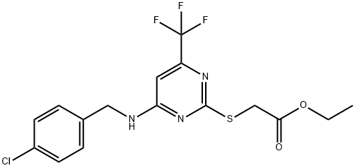 [[4-[[(4-クロロフェニル)メチル]アミノ]-6-(トリフルオロメチル)-2-ピリミジニル]チオ]酢酸エチル 化学構造式