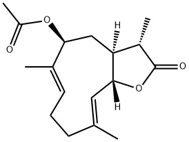 (3S,3aS,5S,6E,10E,11aS)-5-Acetoxy-3a,4,5,8,9,11a-hexahydro-3,6,10-trimethylcyclodeca[b]furan-2(3H)-one Struktur