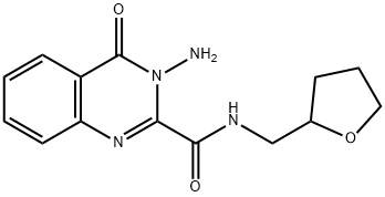 3-氨基-4-氧代-N-((3-((4-氧代-2-(((四氢呋喃-2-基)甲基)氨基甲酰基)喹唑啉-3(4H)-基)氨基)呋喃-2-基)甲基)-3,4-二氢喹唑啉-2-甲酰胺 结构式