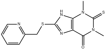8-[(2-Pyridylmethyl)thio]-1,3-dimethyl-3,7-dihydro-2-thioxo-1H-purin-6-one Struktur