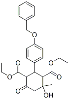 diethyl 4-hydroxy-4-methyl-6-oxo-2-(4-phenylmethoxyphenyl)cyclohexane- 1,3-dicarboxylate Struktur